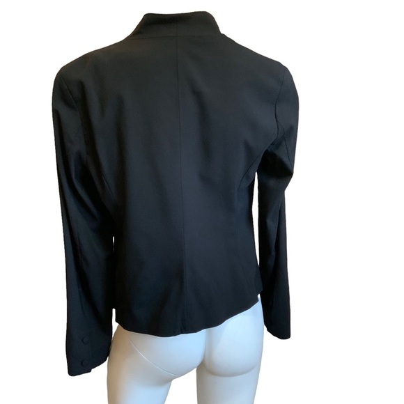 Eileen Fisher Black Wool Blend Stretch One Button Jacket sz 6 EUC - Picture 3 of 11